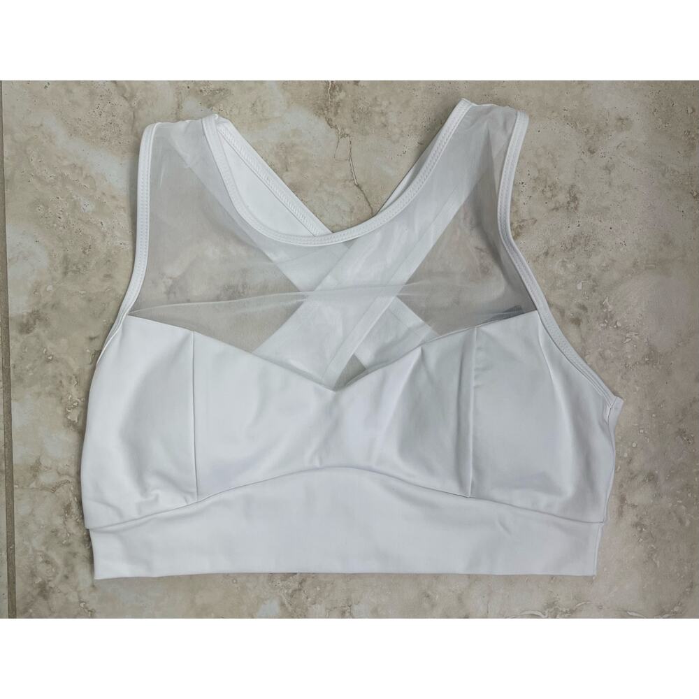 Revolve Lanston sports white large sports bra mesh with pads NWT ($109)